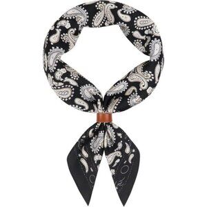 ⚡Men Black Sperry Necktie 27.5 Inches Cowboy Scarves Pocket Square Silk Bandanas